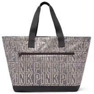 VS PINK tote bag travel gold logo gray marl weekender